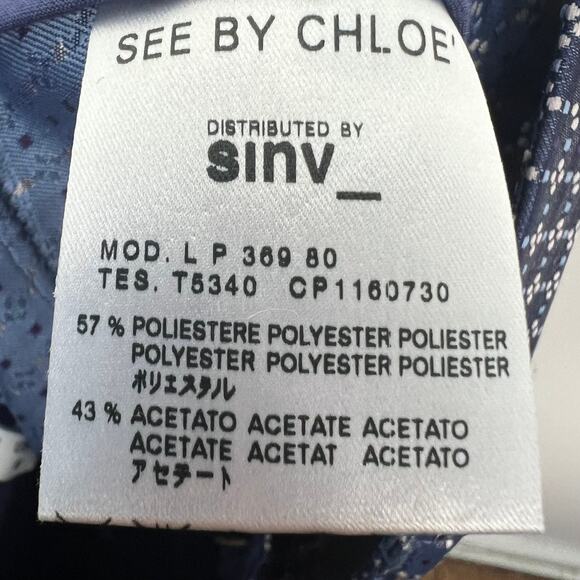 See by Chloe Blue Brocade Straight Leg Pants Pockets Career Sz US 6 - Picture 4 of 8